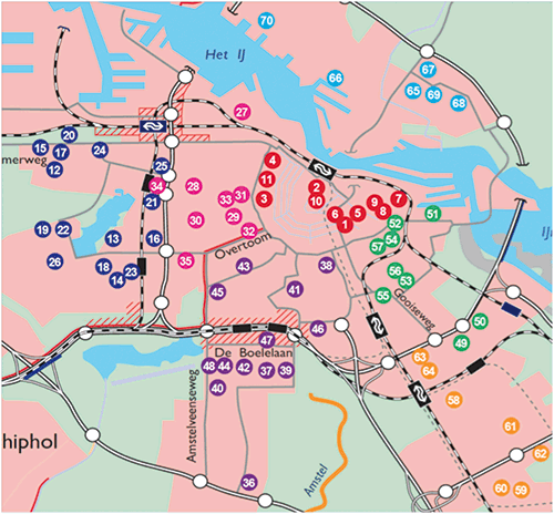 Locaties huidige woonzorgcentra in Amsterdam