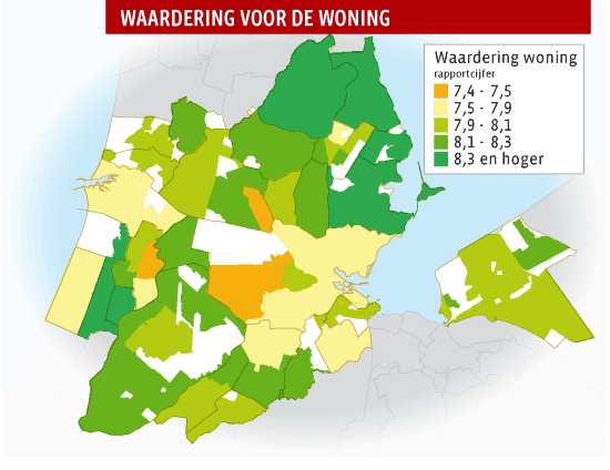 Waardering voor de woning - Regio - Kaart