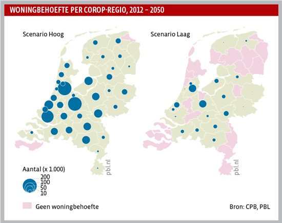 Woningbehoefte per COROP-regio, 2012 – 2050 