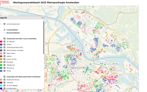 Kaart woningcorporatiebezit 2025 MRA.