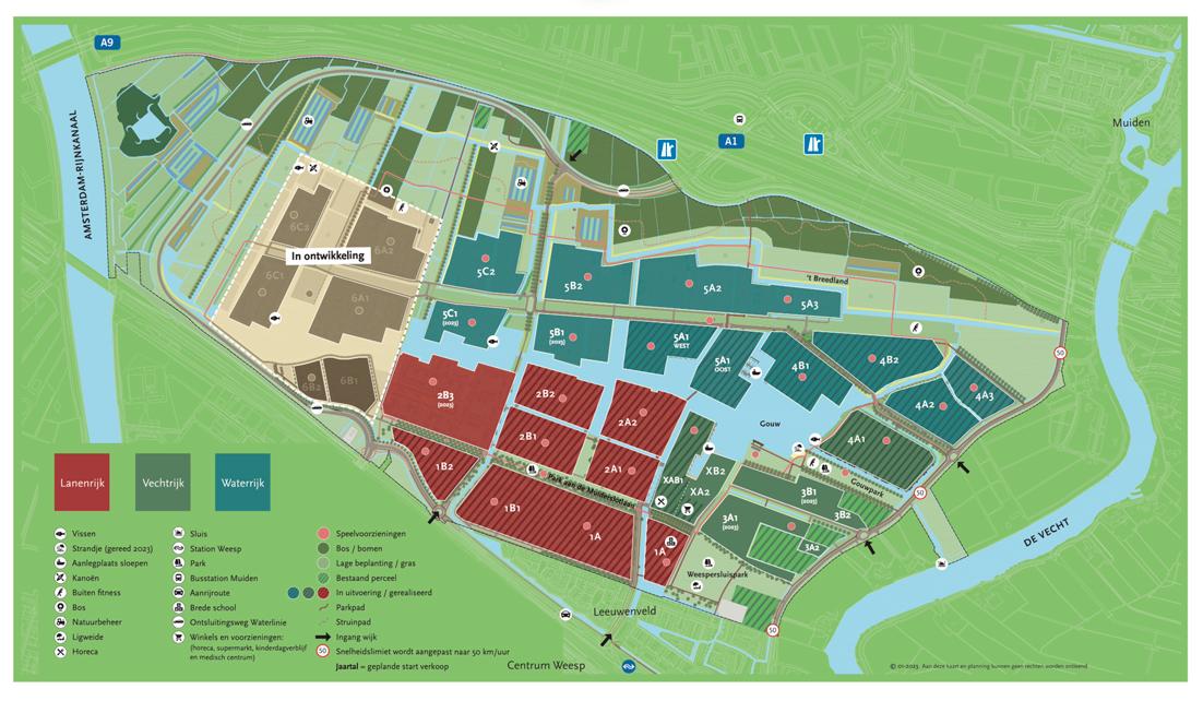 Weespersluis - kaart bouwplannen Weespersluis - in het westelijk deel (in ontwikkeling) komen de extra woningen