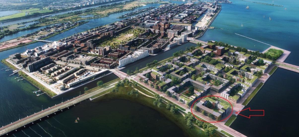 Impressie Centrumeiland IJburg met locatie Vlinderhaven Blok 16