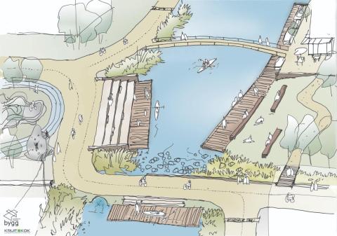 Schets van Bygg van de waterpartijen aan de Hondsrugweg.
