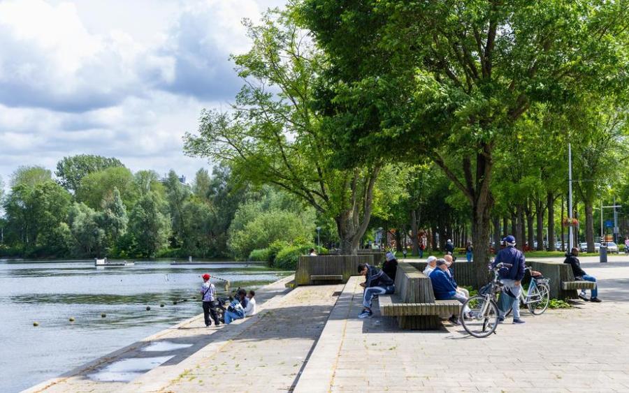 De zuidwestoever van de Sloterplas