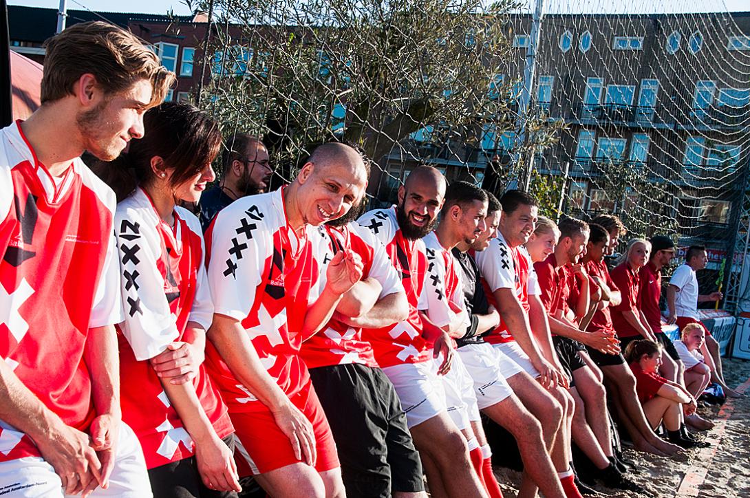 Juni 2015, beachvoetval op het Mercatorplein